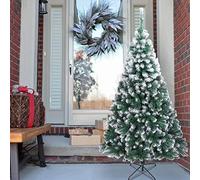 GAONUDAN 7FT Spray White Snow Dusted Christmas Tree, Artificial Christmas Tree with 870 Branches, Snow Spike and Foldable Metal Stand, White Holiday Fake Christmas Tree for Home, Outdoor, Indoor Deco