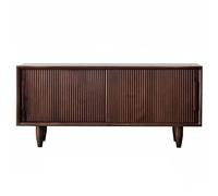 GAONUDAN Solid Wood Storage Shoe Bench with Sliding Door, 2-Tiers Large Capacity Hallway Shoe Cabinet, Walnut