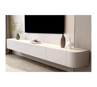 GAONUDAN White Floating TV Stand, Wall Mounted TV Cabinet, Black Tv Shelves With Storage Drawers And Door, Modern Entertainment Media Console Center, Wooden TV Tray For Living Room(White,200x30x20cm)