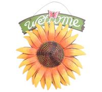 Gaoominy Garden Welcome Signs Metal Hanging Decorative Sunflower Outside Hand-Painted Welcome Plaque for Front Door