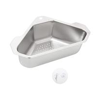 gaoqiao Sink Drain Basket | Triangle Sink Drainer Basket,Stainless Steel Kitchen Sink Basket Strainer, Multi-Purpose Corner Triangular Sink Storage Rack Sucker Holder