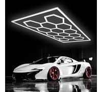 GAORUTO Hexagon LED Garage Ceiling Light, 672W 6500K Grids Honeycomb Linkable Shop Lights for Warehouse Workshop Gym Basement Car Care Wash Room, 14 HEX