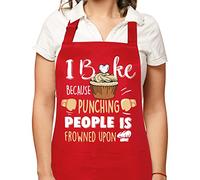 Gaosaili Funny Apron for Women Cooking Apron with Pockets Adjustable Kitchen Baking Cotton Apron, Birthday Thanksgiving Gift for Baker Wife Girlfriend Boyfriend Mom Grandma-I Bake Because…