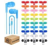 Gaosen 60 Pack Wired Earbuds Bulk for Classroom Kids, Wholesale Students Multi Colors Earphones with 3.5mm Jack for Adults School Library Museum Laptop (Mixed Colors)