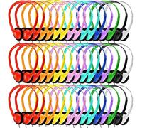 Gaosen Bulk Headphones 50 Pack for Kids School Classroom,Wholesale Wired Adjustable On Ear Earphones Class Set for Students Children Toddler Teens Boys Girls and Adult (GS857, 50 Mixed)