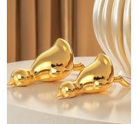 GAOSHENG 2 Pcs Mini Golden Duck Statue, Modern Ceramic Duck Figurines for Home Decor, Gold Accent Decor