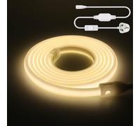 GAOUK 220V COB LED Strip Light 20M, 288 LEDs/m Flexible High Density Natural White Light 4000K CRI≥85 FCOB LED Rope Light, IP65 Waterproof Super Bright LED Neon Light with Switch Plug