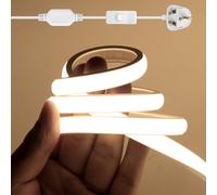 GAOUK 220V COB Neon LED Light Strip with Switching Power Supply, 288 LEDs/m IP65 Waterproof Flexible Super Bright FCOB LED Rope Light, Indoor and Outdoor Lighting Projects [2m, Natural White 4000K]