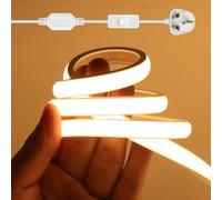 GAOUK 220V COB Neon LED Light Strip with Switching Power Supply, 288 LEDs/m IP65 Waterproof Flexible Super Bright FCOB LED Rope Light, Indoor and Outdoor Lighting Project [10m, Warm White 3000K]