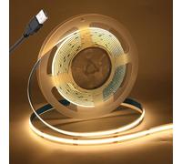 GAOUK 5V COB LED Strip Light USB Power Supply, 3M Warm White 3000K Flexible Indoor LED Light Strip, Self-Adhesive Tape, Home Commercial Cabinet TV Backlight Decorative Lighting