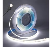 GAOUK 5V COB LED Strip Light USB Power Supply, 3M White 6000K Flexible Indoor LED Strip Light, Self-Adhesive Tape, Home Commercial Cabinet TV Backlight Decorative Lighting