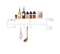 GAOUSD Coat Rack Wall Mounted with Shelf Clothes Rail with 3 Coat Hooks Wall Coat Hangers Kitchen Shelf,for Corridors, Kitchens, Bedrooms, Living Rooms, and Entrances (White)
