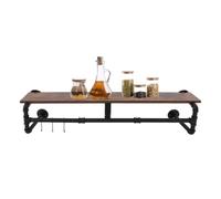 GAOUSD Coat Rack Wall Mounted with Shelf Clothes Rail with 3 Coat Hooks Wall Coat Hangers Kitchen Shelf,for Corridors, Kitchens, Bedrooms, Living Rooms, and Entrances (Black)