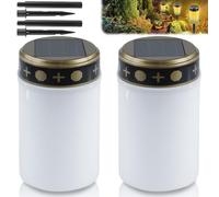 GAOUTO Pack of 2 Solar LED Grave Lights, Waterproof Outdoor Cemetery Candle, Solar Powered with Light Sensor, Grave Candle Solar with Ground Spike, 7 x 12 cm