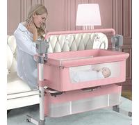 GAOXIAO Electric Baby Bedside Crib, Next to Me Crib, Multifunctional Co-Sleeping Bassinet Cot, Toddler Bedside Sleeper, Portable Foldable Convertible Cradle Bluetooth 5 Swaying Gears Pink A