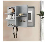 GAOXIAO Electric Meter Box Cover, Creative Fuse Box Cover Cabinet Flip-Top Electrical Panel Cover with Shelves Hooks, Wall Mounted Decorative Switch Box for Living Room Light gray 45x35cm