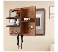 GAOXIAO Electric Meter Box Cover, Indoor Fuse Box Cover with Hooks, Solid Wood Electrical Panel Cover and Breaker with Shelf for Entrance Corridor, Hide Electrical Panel Brown 60x40cm