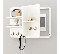 GAOXIAO Electric Meter Box Cover, Indoor Fuse Box Cover with Hooks, Solid Wood Electrical Panel Cover with Shelf for Entrance Corridor, Hide Electrical Panel Non-cracking White 55x45cm