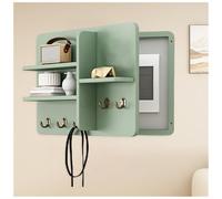 GAOXIAO Electric Meter Box Cover, Indoor Fuse Box Cover with Hooks, Solid Wood Electrical Panel Cover and Breaker with Shelf for Entrance Corridor, Hide Electrical Panel Green 50x40cm