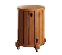 GAOXIAO Round Stackable Stools Wooden Set of 4, Bamboo 4-in-1 Nesting Stools with Wheels Stacking End Tables for Kitchen Island Living Room Bar No Assembly Required Bar Light brown