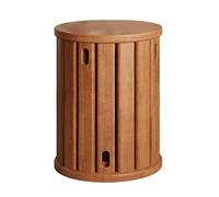 GAOXIAO Stackable Stools Set of 4, 18 Inch Wooden Stools with Round Top No Installation Required, 4-in-1 Stackable End Table for Kitchen Island, Dining Room Bar Living Room Light brown