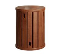 GAOXIAO Stackable Stools Set of 4, 18 Inch Wooden Stools with Round Top No Installation Required, 4-in-1 Stackable End Table for Kitchen Island, Dining Room Bar Living Room Dark brown