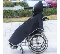 GAOXIAO Wheelchair Blanket Winter Warm Cover, Wheelchair Poncho Wheelchair Cloak Windproof Wheelchair Cape Poncho with Hood, Fleece Lined Thermal Blanket for The Aged Leg Black/Thin 98 x 100 cm