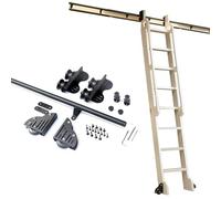 GAOXIONG 100-600cm Rolling Library Ladder Hardware Kit, Bookshelf Warehouse Retractable Sliding Mobile Ladder Track Rail with Floor Roller Wheels for Home/Indoor/Loft(19.7ft/600cm Track kit)