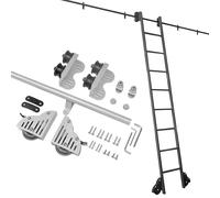 GAOXIONG 3.3ft- 20ft Rolling Library Ladder Mobile Rail Complete Hardware Set, Round Tube Retractable Sliding Barn Door Track Kit for Home/Indoor/Loft, Silver Gray(16ft/500cm Track kit)