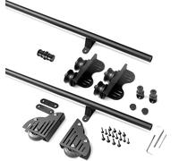 GAOXIONG Retractable Rolling Library Ladder Hardware Kit Black Round Tube Mobile Ladder Track 3.3ft-20ft Sliding Barn Door Kit Stand Up Rolling Bookshelf Ladder Hardware Kit,16.4ft/500cm Track Kit