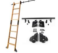 GAOXIONG Rolling Sliding Library Ladder Hardware Black Round Track Kit+Brake Bottom Wheels for Home Indoor Rolling Stepladder, Track/16.4Ft/500Cm Track Kit,3.3Ft/100Cm Track Kit
