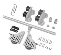 GAOXIONG Sliding Barn Door Kit 3.3ft-26.2ft Stand Up Rolling Sliding Library Ladder Hardware Full Set Track Kit, Telescoping Sliding Roller, Bottom Brake Roller, Silver (No Ladder) (Size : 6.6ft/200