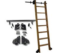 GAOXIONG Sliding Ladder Hardware Rolling Ladder Complete Set For Library | 3.3ft-20ft Steel Round Tube Mobile Ladder Rail | With Floor Roller Wheels,20ft/600cm Track kit