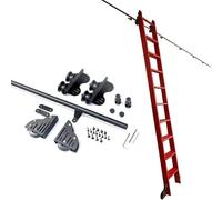 GAOXIONG Sliding Ladder Library Full Set Hardware Kit, 100-600cm Black Metal Retractable Mobile Ladder Tracks Rail with Floor Roller Wheels (No Ladder)(10ft/300cm Track kit)