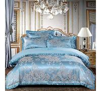 GAOXUE double bedding ，Jacquard double bed bedding set, openwork lace sheets, king size duvet cover and pillowcase-Lan 9_200*230cm (4pcs)