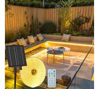 Gaoxun Solar LED Strip Lights Outdoor, 10m Solar Powered Flexible Rope Lights with Remote Control, Dimmable, 8 Modes 640 LED, IP68 Waterproof for Garden Porch Gazebo Pathway Patio Decor, Warm White