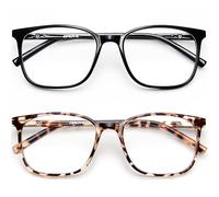 Gaoye 2 Pack Blue Light Blocking Glasses Women/Men, Computer Gaming Fake Eyeglasses Anti UV Ray-Spring Hinge