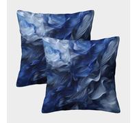GAOYUCHUN 3D Printed Blue And Grey Feathery Throw Pillow Covers Square Throw Pillow Decorative Super Soft Pack of 2 for Sofa Couch Bed 45x45cm