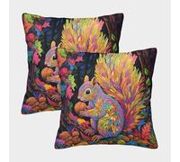 GAOYUCHUN 3D Printed Colourful Squirrels Throw Pillow Covers Square Cushion Cover Decorative Super Soft Pack of 2 for Home Couch Sofa Decorative, Gifts 40x40cm