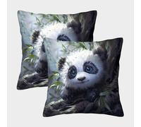 GAOYUCHUN 3D Printed Cute Panda Bear Throw Pillow Covers Square Cushion Cover Garden Cushion Super Soft Pack of 2 Home Decor for Sofa Bedroom 50x50cm