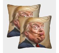 GAOYUCHUN 3D Printed Donald Trump Throw Pillow Covers Square Cushion Cover Decorative Super Soft Pack of 2 for Patio,Couch, Tent, Balcony And Sofa 50x50cm