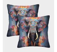 GAOYUCHUN 3D Printed Elephant Square Pillowcases Pillow Case Cushion Decorative Super Soft Pack of 2 Home Decor for Sofa Bedroom 50x50cm