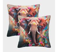 GAOYUCHUN 3D Printed Elephant Throw Pillow Covers Pillow Case Cushion Garden Cushion Super Soft Pack of 2 for Home Couch Sofa Decorative, Gifts 45x45cm