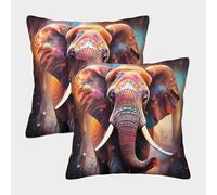 GAOYUCHUN 3D Printed Elephant Throw Pillow Covers Square Throw Pillow Garden Cushion Super Soft Pack of 2 for Patio,Couch, Tent, Balcony And Sofa 45x45cm