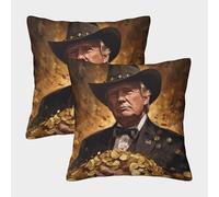GAOYUCHUN 3D Printed Gold Coin Trump Throw Pillow Covers Pillow Case Cushion Garden Cushion Super Soft Pack of 2 Home Decor for Sofa Bedroom 40x40cm
