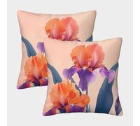 GAOYUCHUN 3D Printed Iris Flower Throw Pillow Covers Square Cushion Cover Decorative Super Soft Pack of 2 for Home Couch Sofa Decorative, Gifts 40x40cm