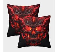 GAOYUCHUN 3D Printed Red Skull Throw Pillow Covers Pillow Case Cushion Decorative Super Soft Pack of 2 for Sofa Couch Bed 45x45cm