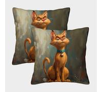 GAOYUCHUN 3D Printed Scooby Doo Cat Throw Pillow Covers Throw Pillow Case Garden Cushion Super Soft Pack of 2 for Sofa Couch Bed 50x50cm