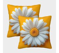 GAOYUCHUN 3D Printed White Daisy Throw Pillow Covers Square Throw Pillow Garden Cushion Super Soft Pack of 2 Home Decor for Sofa Bedroom 50x50cm