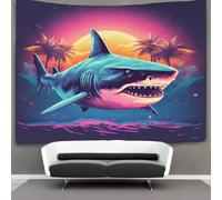 GAOYUCHUN 3D Shark Printed Wall Blanket Home Decoration Bedding Poster Wall Art Tapestry Tapestries Wall Hanging Soft Polyester for Living Room Bedroom Dorm Decor 180cmx230cm